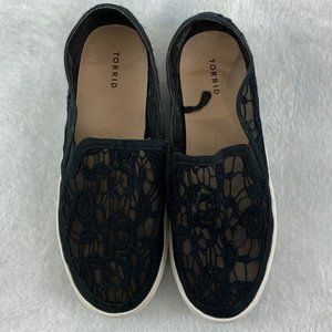 Torrid Black Slip On Sneakers Sz 10.5 WIDE